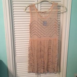 Peach Free people dress with purple sequence